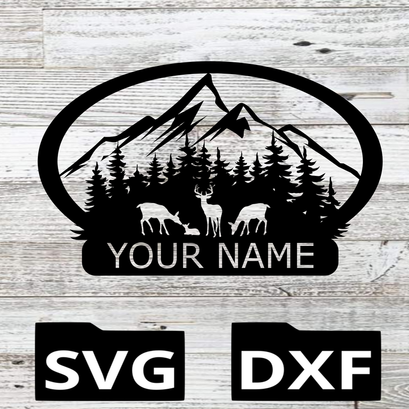 Deer family monogram metal sign, personalized steel wildlife decor