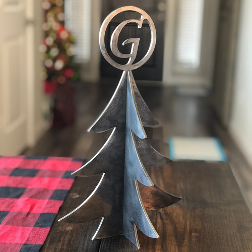 Modular metal Christmas tree decor, stacked steel tree design