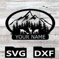 Deer family monogram metal sign, personalized steel wildlife decor