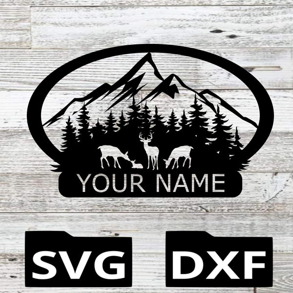Deer family monogram metal sign, personalized steel wildlife decor
