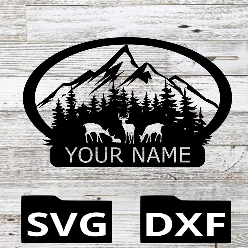 Deer family monogram metal sign, personalized steel wildlife decor