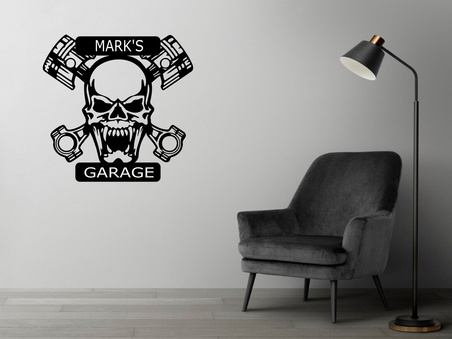 Skull and Pistons Garage Monogram CNC Plasma Cut File