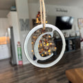Metal Christmas ornament detail showing cut design