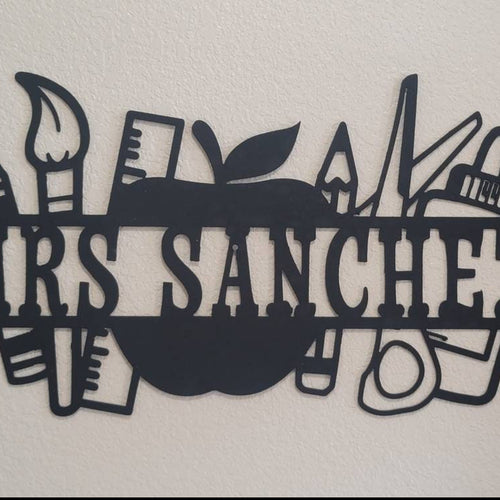 Teacher appreciation metal sign, personalized steel gift decor