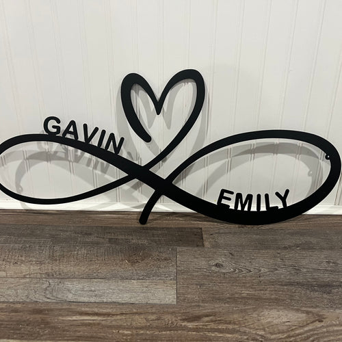 Infinity Heart metal wall art, steel infinity-loop heart sign