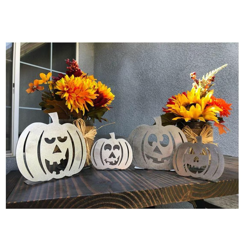 Metal pumpkin cut-out decor, steel fall harvest decoration