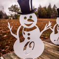 Snowman monogram sign with custom initial, metal wall decor